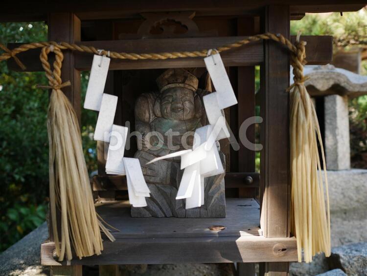 木彫りの大黒天様 大黒天,木彫り,像の写真素材