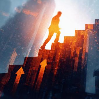 街の明かりとシルエットで表現する未来の写真