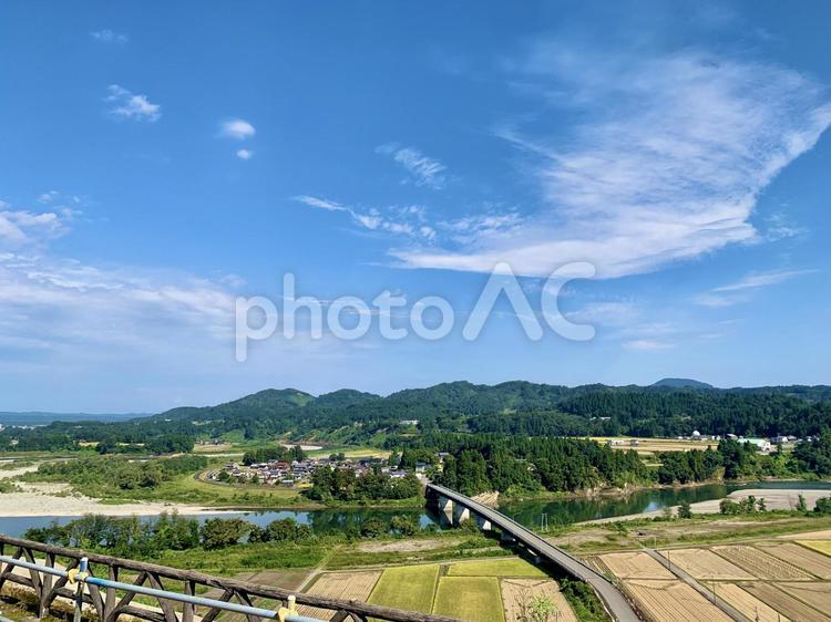 日本の田舎　絶景 空,山,風景の写真素材