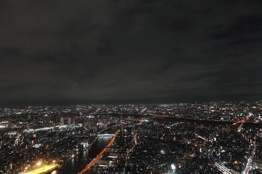 都会の夜景 都会の夜景 東京,スカイツリー,東京タワーの写真素材