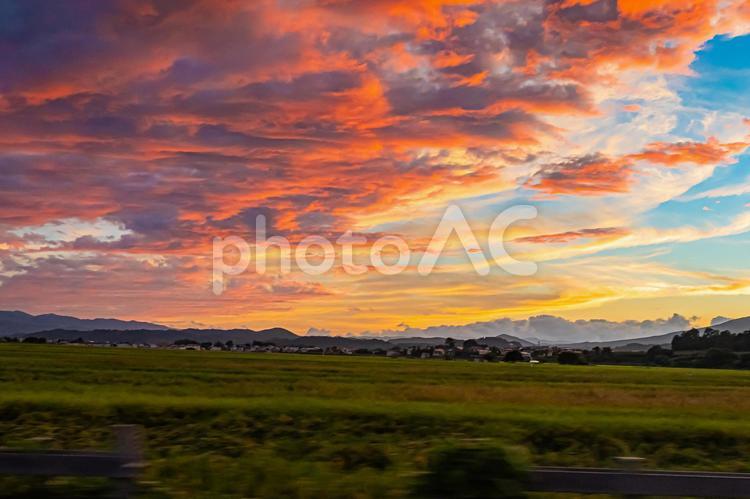 青森県　夕暮れの町並み 風景,景色,自然の写真素材
