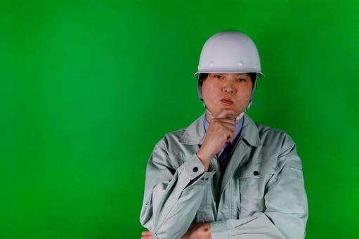 作業服の男性安全思考 作業服,男性,安全帽の写真素材