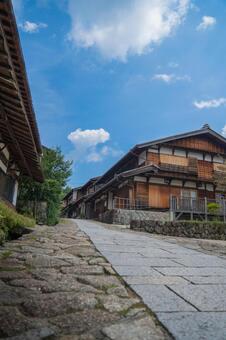 中山道馬籠宿 馬籠宿,中山道,石畳の写真素材