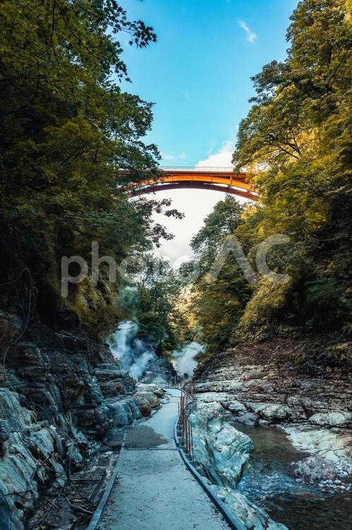 小安峡　秋田 小安峡,温泉,湯気の写真素材