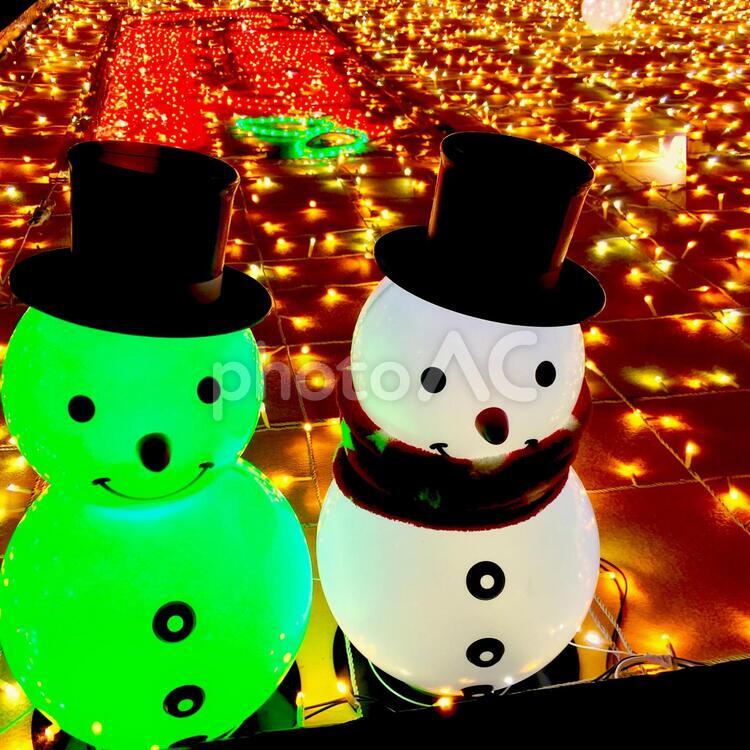 クリスマスイルミネーションゆきだるま おかしいです,おもちゃ,ふたの写真素材