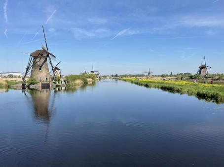 キンデルダイク＝エルスハウトの風車網 キンデルダイク,風車,オランダの写真素材