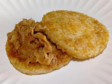豚生姜焼ライスバーガー ライスバーガー,豚肉,生姜焼きの写真素材
