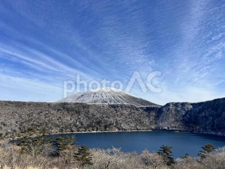 冬の韓国岳 登山,山登り,韓国岳の写真素材