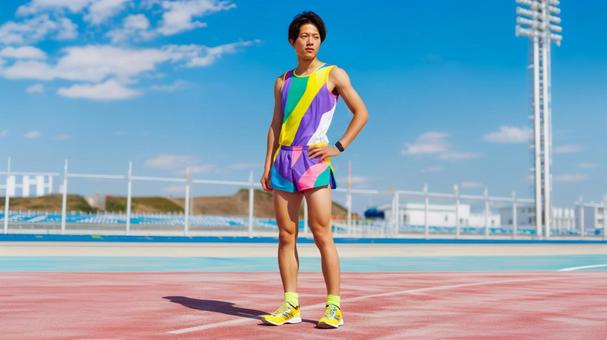 陸上競技を楽しむ若い男性1 陸上競技を楽しむ若い男性1の写真