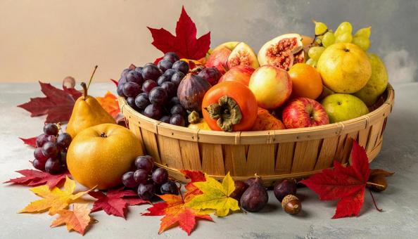 秋の味覚　秋の果物集合の写真