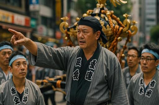 祭りを導く指導者 祭りを導く指導者の写真