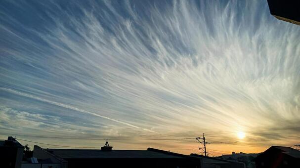 美しい夕景 夕焼け,風景,夕日の写真素材