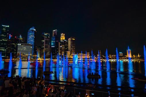 【シンガポール】マリーナベイサンズの噴水の写真