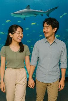 水族館デートの写真