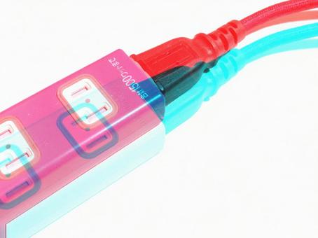 カラフル電源タップ プラグ,電源タップ,延長コードの写真素材