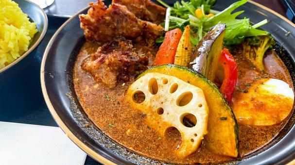 彩り野菜のスープカレー スープカレー,野菜,レンコンの写真素材