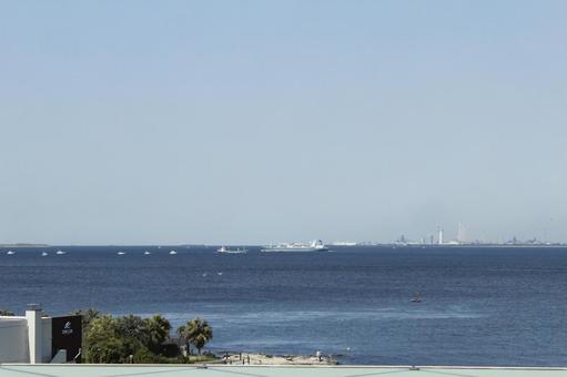 東京湾 海,空,船の写真素材