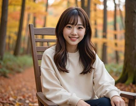 紅葉の森に来ていますの写真