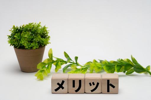 積み木とメリットの文字タイトル 積み木とメリットの文字タイトル メリット,merit,良い点の写真素材
