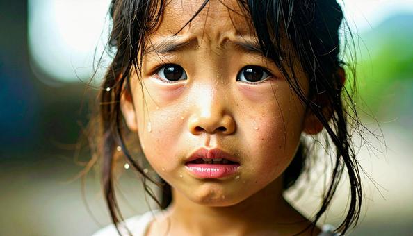 泣き顔の日本人の女の子 泣き顔の日本人の女の子の写真