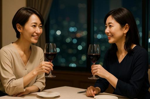 ワイン片手に語り合う ワイン片手に語り合うの写真