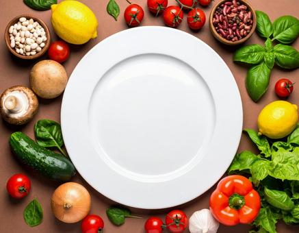 皿と食材5の写真