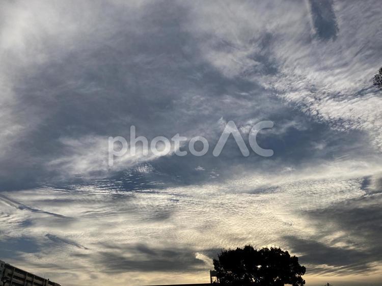 夕方の空、夕焼け 空,夕焼け,きれいの写真素材