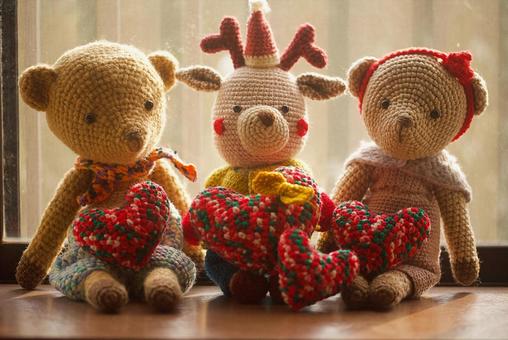 あみぐるみたちのクリスマス クリスマス,熊,ハートの写真素材