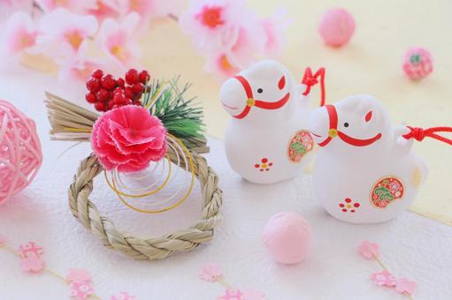 年賀状 午 年賀状 午 年賀状,午,土鈴の写真素材