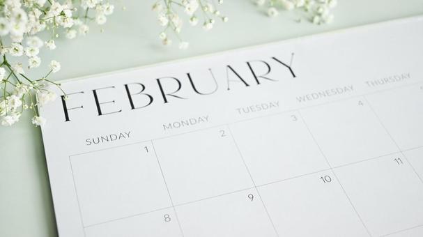 February (2月) February (2月) 2月,カレンダー,暦の写真素材