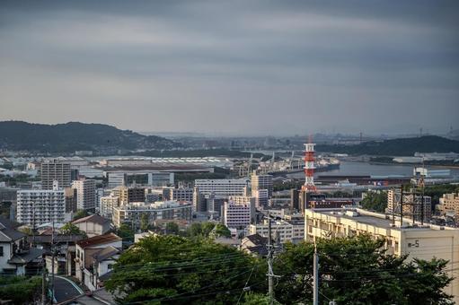 皿倉山駐車場から見える町並み 皿倉山駐車場から見える町並み 皿倉山,町並み,建物の写真素材