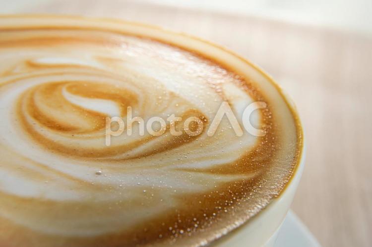 カフェラテの表面 カフェラテ,ラテアート,コーヒーの写真素材