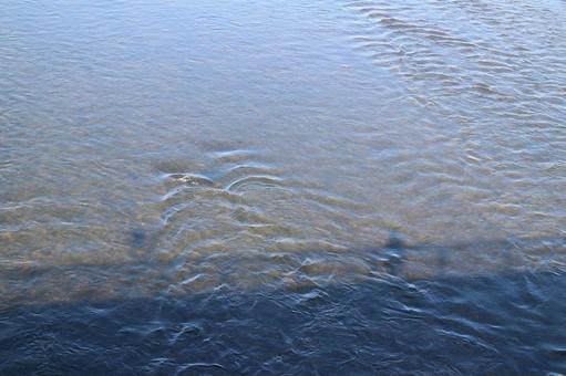 盛岡市内の散策　その９ 川,川底,影の写真素材