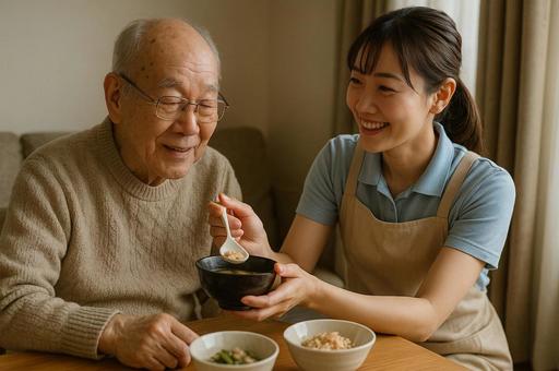 笑顔で囲む食事の時間 笑顔で囲む食事の時間の写真