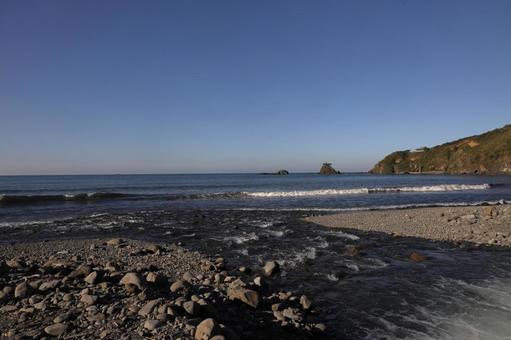 谷根川河口 谷根川,河口,波の写真素材