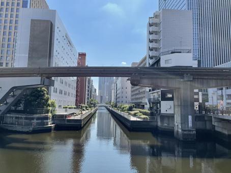 田町　香取橋からの眺め 田町,香取橋,川の写真素材