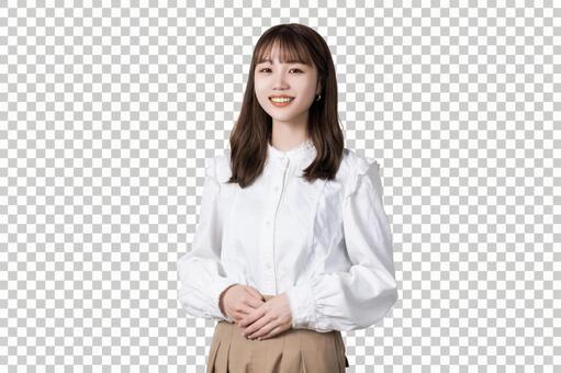 笑顔の若い女性 背景透過PSD 女性,人物,笑顔の写真素材