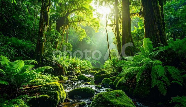 緑の生い茂る森 森,木,林の写真素材