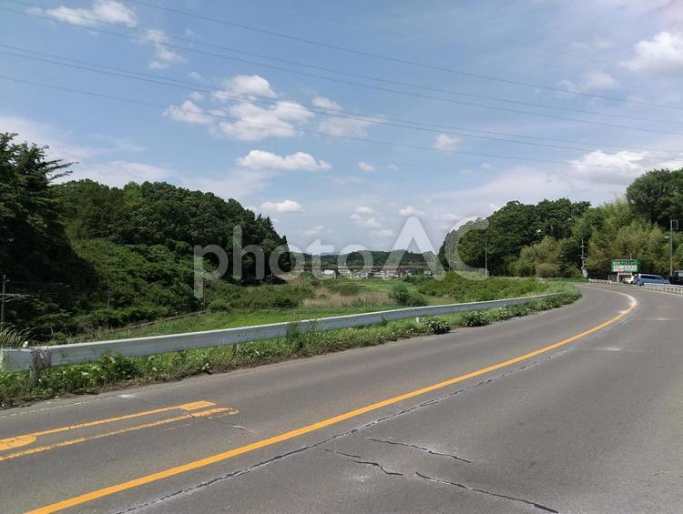 福島県福島市　金谷川　県道　 県道,道路,道の写真素材