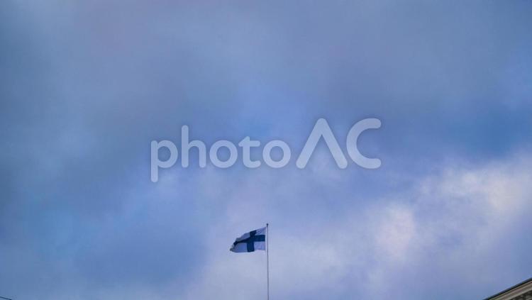 フィンランドの国旗が風に靡く 風,靡く,国家の写真素材