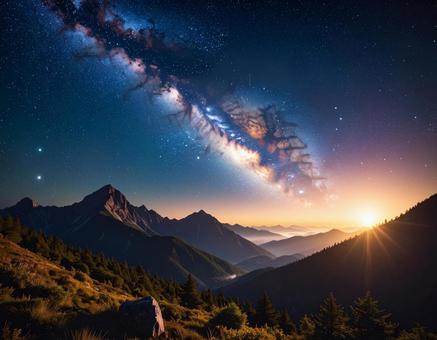 幻想的な星空の夜空 幻想的な星空の夜空の写真