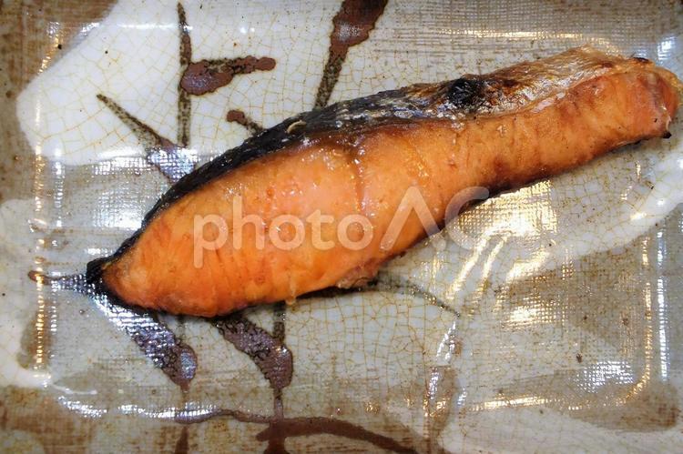 塩鮭の焼き魚　アップ 鮭,塩サケ,塩鮭の写真素材