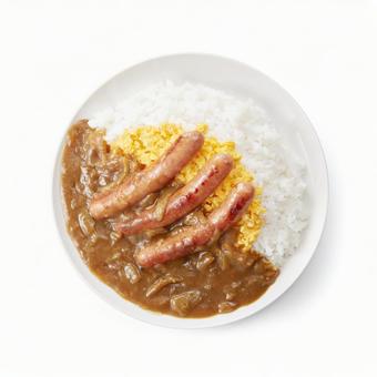 ソーセージとスクランブルエッグのカレー ソーセージとスクランブルエッグのカレー カレーライス,ソーセージ,炒り卵の写真素材