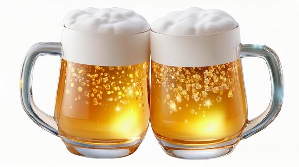 乾杯するビールジョッキの切り抜き画像 乾杯するビールジョッキの切り抜き画像の写真