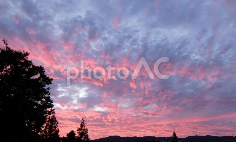 夕焼けの光が雲に反射して 夕焼け,空,日の出の写真素材