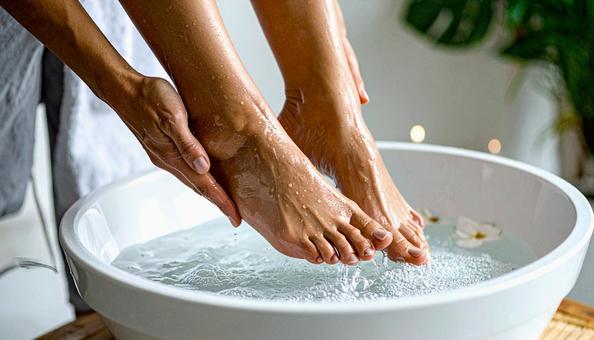 エステでリフレクソロジーを受けている女性 エステでリフレクソロジーを受けている女性の写真