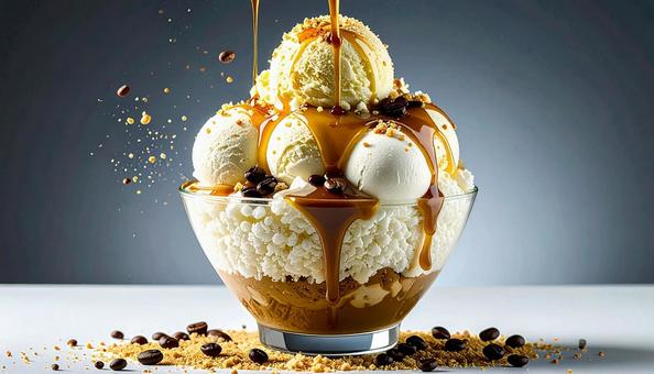 ふわふわした食感のコーヒー味のかき氷 ふわふわした食感のコーヒー味のかき氷の写真