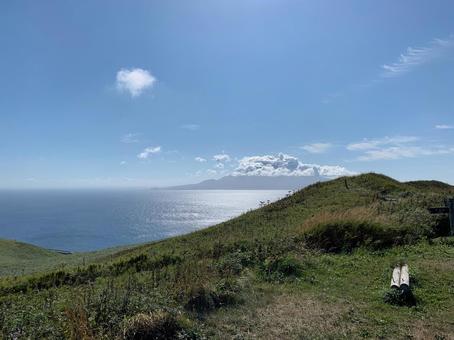 礼文島ハイキング 礼文島ハイキング 礼文島,草原,夏の写真素材