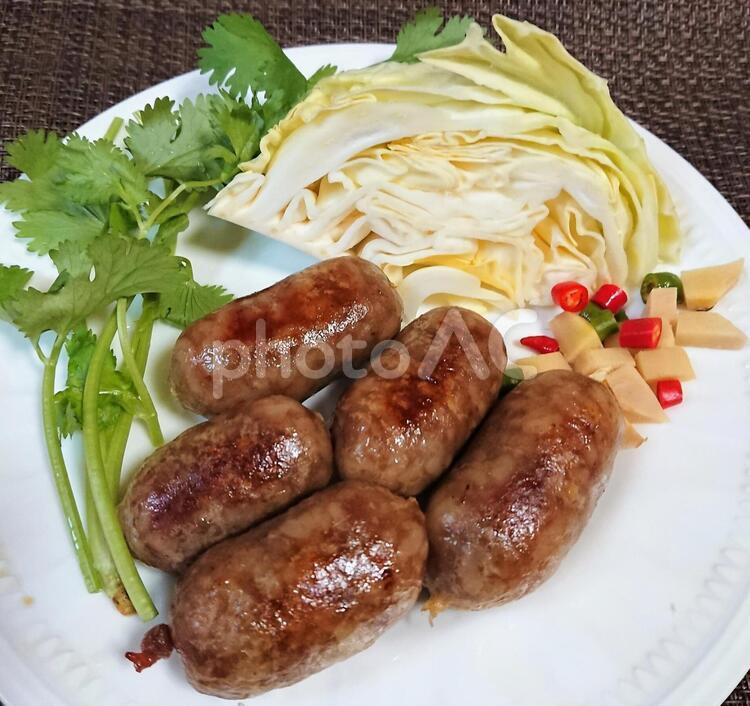 サイクロークイサーン　手作り サイクロークイサーン,イサーンソーセージ,タイ東北部料理の写真素材