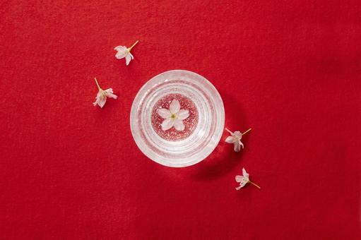 花見酒　日本の春イメージ 花見酒,酒,さくらの写真素材